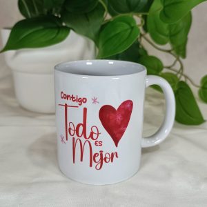 Taza Personalizada Contigo todo es Mejor