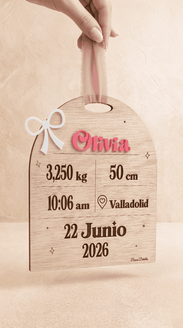 Placa de nacimiento personalizada en madera