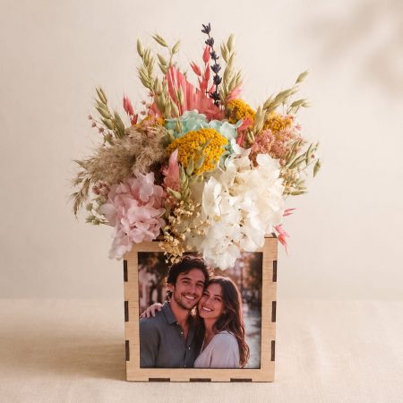 Centro floral personalizado con foto